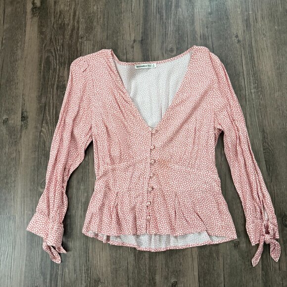 Button Up Smocked Waist Floral Print Blouse - Picture 2 of 6